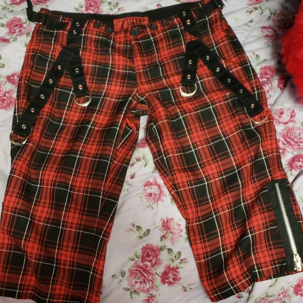 TRIPP NYC PLAID ZIP SHORTS